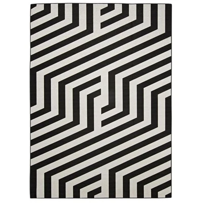 Linon Home Decor Area Rug 84"x60"x Ivory Black Washable Polyester Geometric - Image 1 of 4