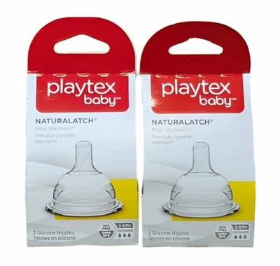 2 - Playtex Baby NATURALATCH Silicone Nipples - 3-6M+ FAST FLOW - 4 Nipples - Image 1 of 2