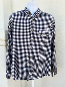 J Crew Herren Arbeitshemd Langarm Knopfleiste Navy Blau Gingham Größe Large - Bild 1 von 8