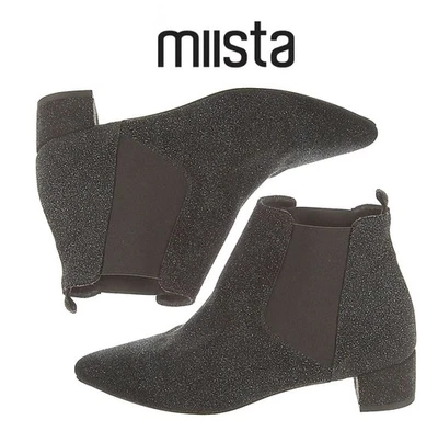 Botas Chelsea Miista London hechas a mano de cuero negro metálico brillante 39/8.5 Foto 1 de 4