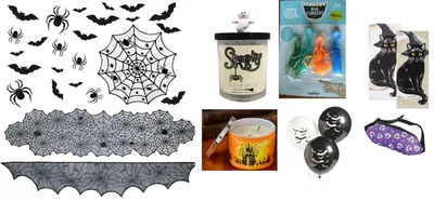 NOVO Lote de 104 Peças Decoração de Halloween com Velas Balões Toalhas de Mesa + - Imagem 1 de 4