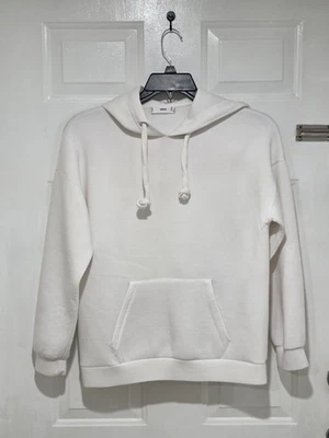 Sudadera con Capucha Mango Blanca con Bolsillo Frontal Pullover Para Mujer Talla S Foto 1 de 4