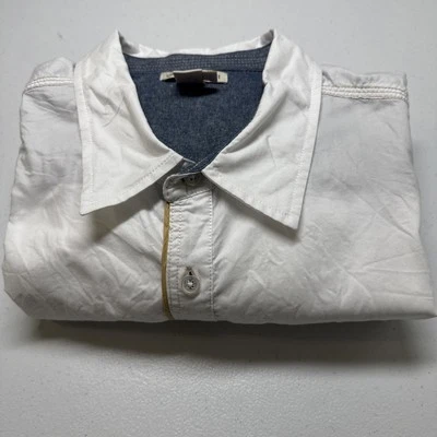 Рубашка на пуговицах мужская Carbon 2 кобальтовая белая Selvedge большая высокая - Изображение 1 из 4