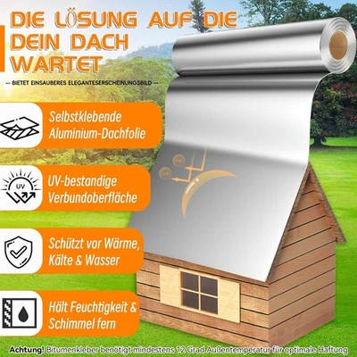 Dachfolie Alu Selbstklebende Dachbahn EasyStick 5-10m² Dachabdichtung 5x1m 10x1m - Bild 1 von 4