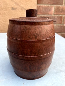 VINTAGE BAKELITE BARREL SHAPED TOBACCO JAR TRINKET POT SCREW TOP "VELOS AIRTITE" - Foto 1 di 13