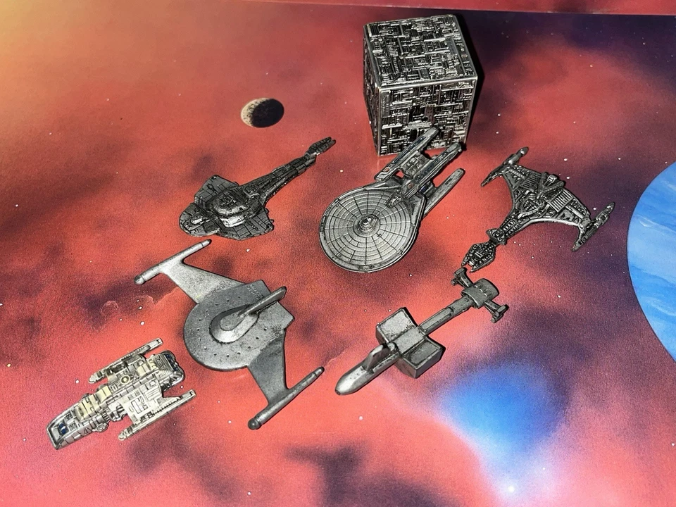 Star Trek Micro Machines Silver Lot X7 Borg Stargazer Galor Botany Bay Runabout - Image 1 of 1