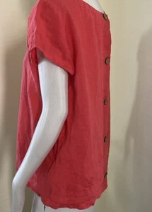 C&C California Women's 100% coral linen top cap sleeve button back size XS - Picture 1 of 10