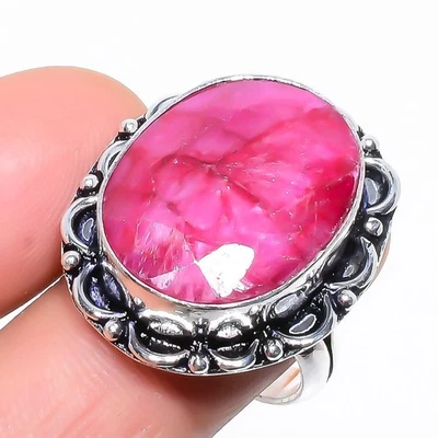 天然红宝石 925 纯银戒指 尺寸 8.5 S728 — 第 1/4 张图片