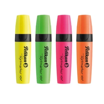 4x Pelikan Textmarker Leuchtmarker Highlighter 490  2-5mm gelb grün orange pink - Bild 1 von 4