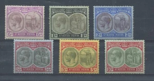 St. Kitts KGV 1920 6d to 10/ mint o.g. hinged - Foto 1 di 1