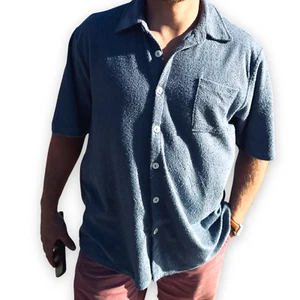 Terry Towelling by Arlow Blue Men's Cotton Short Sleeve Unisex tops summer - Picture 1 of 4