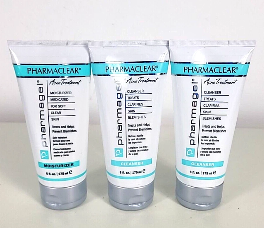 全新 - 内密封 - 批量 3 件 - 药剂耳蜗凝胶 痤疮保湿霜和洁面乳 6 盎司 — 第 1/1 张图片