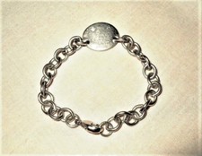 Tag Bracelet Engraved "Love, Mom", 8" Ben Bridge Sterling Silver & Diamond Oval