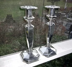 COPPIA CANDELE GORHAM #4 REGGENZA EDOARDIANA CALIBRO PESANTE ARGENTO STERLING, 9,5" - Foto 1 di 11