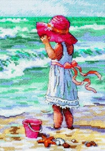 DIMENSIONS Gold Collection Petites GIRL AT THE BEACH Counted Cross Stitch  🇺🇸 - Imagen 1 de 3