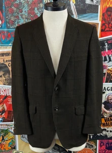 Vintage Herren 70er braun kariert einreihig Wolle Sport Mantel Blazer 40" Union USA - Bild 1 von 10