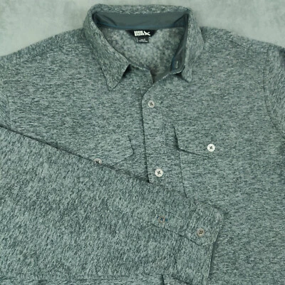 Eddie Bauer Shacket Men Large Charcoal Heather Chutes Micro Fleece Shirt Jacket - Image 1 of 4
