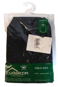 NIP Sealed Long Sleeve Pique Polo Toddler Unisex Size 3T Dark Navy Blue - Picture 1 of 12