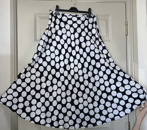 Hobbs 100% Linen Black/ White Polka Dot Skirt Size 12 - Picture 1 of 7