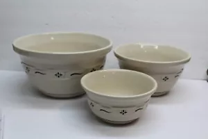 3 pc Longaberger Green Woven Traditions Mixing Bowl Set 10" 8" 6" Made In USA - Picture 1 of 4