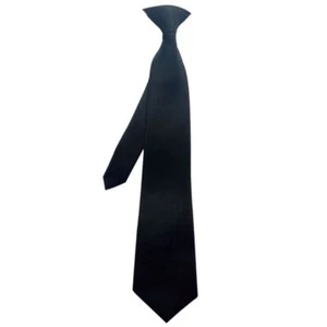 50x8cm Mens Uniform Solid Black Color Imitation Silk Clip-On Pre-Tied Neck Ties - Picture 1 of 8