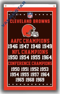 Bandeira memorável do time de futebol Cleveland 3x5 pés 90x150 cm marrom vencedor boa bandeira - Imagem 1 de 4
