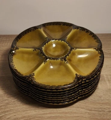 🍽️ Ancien Service Assiettes À Huîtres Gien 70' - Photo 1/4