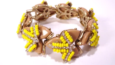 Brazalete de eslabones de latón esmaltado cristal cuentas masai masai vintage de J.Crew para mujer nuevo sin etiquetas 98 Foto 1 de 4