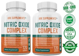 2 Pack Nitric Oxide 3500mg L-Arginine Citrulline Keto Muscle Pump Growth Pills - Picture 1 of 9
