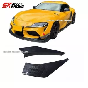 For Toyota Supra A90 A91 2020-2023 Real Carbon Fiber Front Bumper Fins Splitter - Imagen 1 de 14