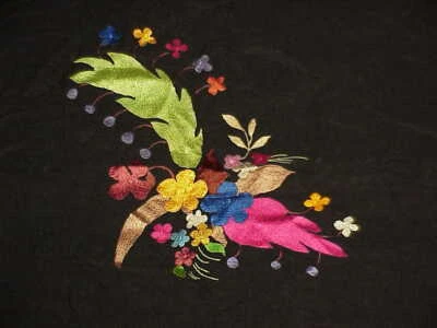 Corredor floral vintage asiático chino de seda negra bordado a mano 68" x 21" Foto 1 de 4