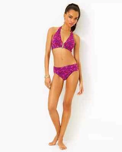 Lilly Pulitzer Thoren Bikini Top Passion Fruit Pink Star Searching SIZE 0-16 - Picture 1 of 7