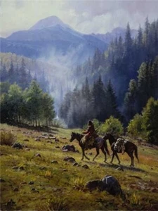 Mists of Morning Martin Grelle estampado S/N nativo americano - Imagen 1 de 1