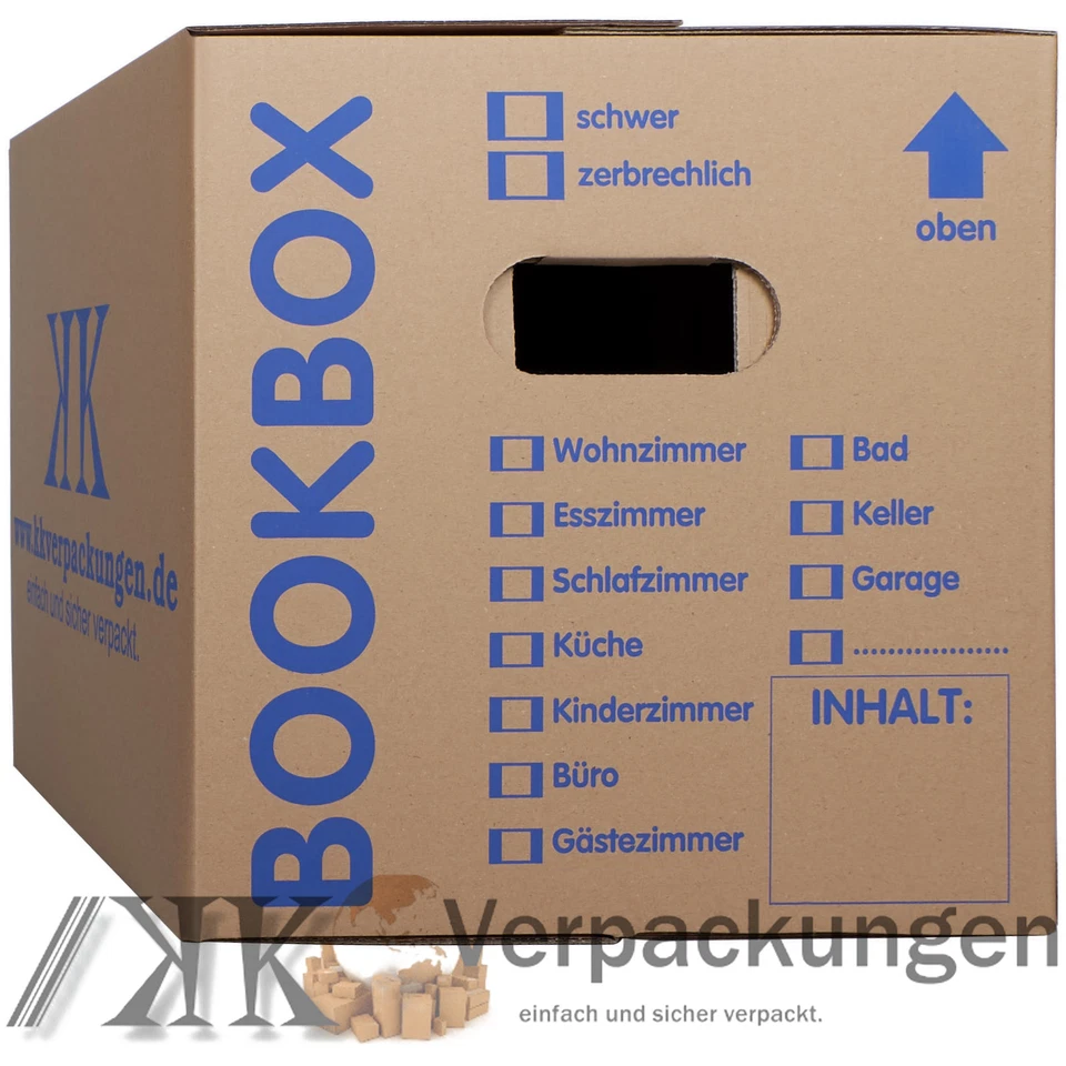 KK-Verpackungen 2-welliger Wellpappe Stabile Bücherkartons (Bookbox-XTC-1)