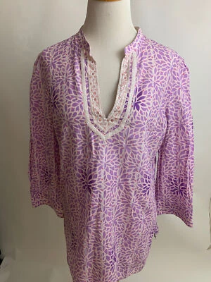 ROBERT GRAHAM purple print cotton tunic Women's M - Image 1 of 4