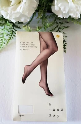 Pantimedias transparentes A New Day Control Top talla S/M 20 denier negras 1 par Foto 1 de 4