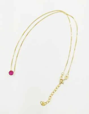COLLANA DORATA CON ZIRCONE ROSSO RUBINO 5 MM E CATENINA A 45 CM IN ARGENTO 925  - Immagine 1 di 3