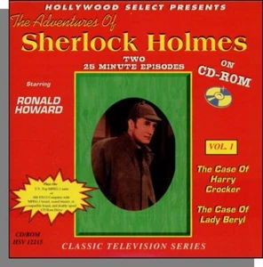 Sherlock Holmes CD-ROM - Two 1954 TV Episodes! New! Plays on PC Media Player! - Imagen 1 de 2
