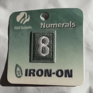 Girl Scout Official Brownie Numerals "8" Iron On Patch Sealed - Picture 1 of 5