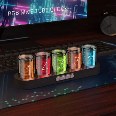 LED Nixie Tube Clock RGB Digital Vintage Clock for Home Desktop Decor Gift DIY - Image 1 of 4