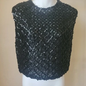Koret of California True Vintage Knit crew neck black vest with sequins Small - Picture 1 of 8
