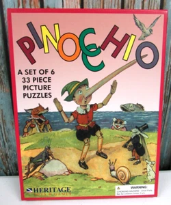Heritage Set of 6 Puzzles Pinocchio Illustrations From Original Story 1940s - Picture 1 of 3