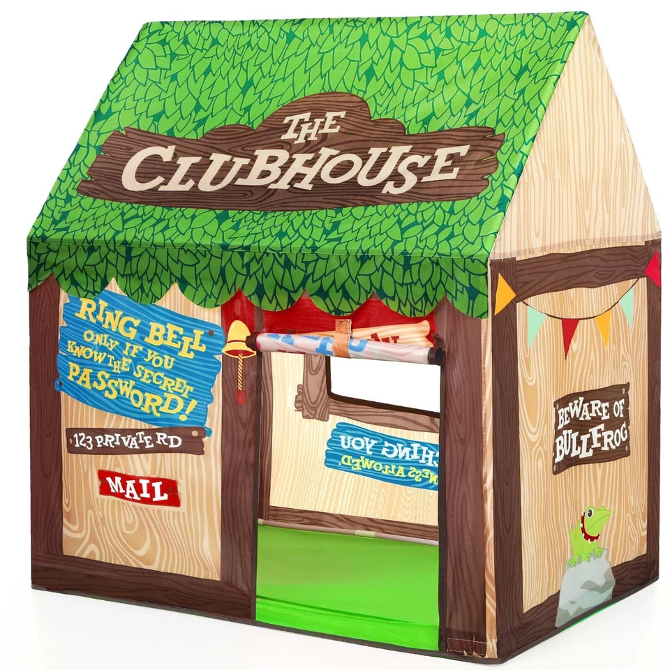 Clubhouse Tent Kids Play Tents With Roll-up Door and Windows Gift for Boys