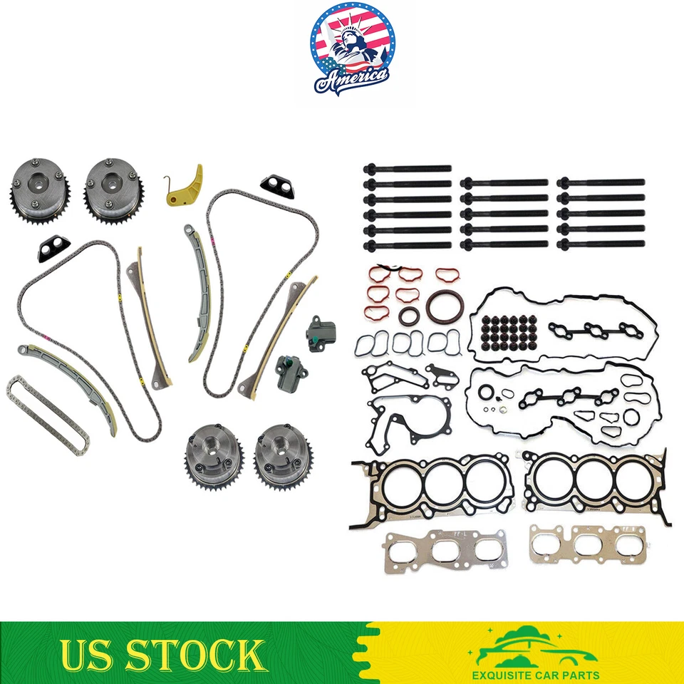 Timing Chain Kit Head Gasket Bolt Set for 3.3L Sorento/Sedona Hyundai Kia 12-17 - Image 1 of 4