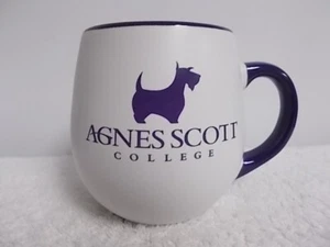 Tazza tazza da tè in ceramica bianca e viola Agnes Scott College Atlanta cane scozzese - Foto 1 di 6