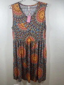 Niloufo women’s Sleeveless Colorful Mandala Midi Dress With Pockets NWT XXL - Picture 1 of 8