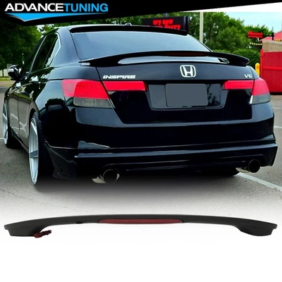 For 08-12 Honda Accord 8th Sedan OE Style Matte Black Trunk Spoiler W/ Brake LED Foto 1 de 4