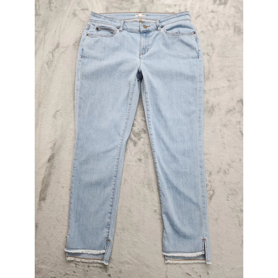 Jeans Eileen Fisher para mujer 8 azul lavado claro algodón orgánico dobladillo ajustado tobillo Foto 1 de 4