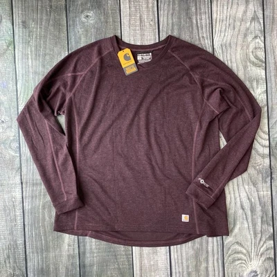 全新带标签 Carhartt 女式 XXL 20 力羊毛混纺打底长袖衬衫葡萄酒 — 第 1/4 张图片