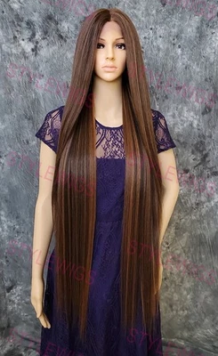 棕色/金发/奥本超长直花边前人类头发混纺假发 EVFC — 第 1/4 张图片